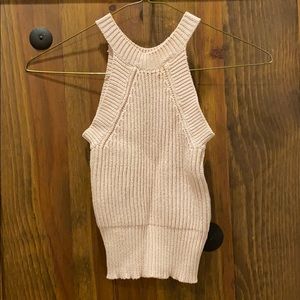 Brandy Melville Pink crochet high neck top